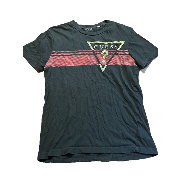 GUESS Los Angeles Men’s T-Shirt Medium Black Red Triangle Logo Graphic Tee - Picture 1 of 3